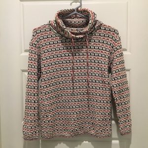 knit long sleeve top with drawstring turtleneck